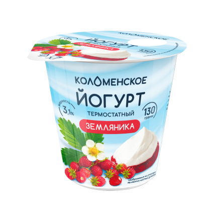Йогурт «Коломенское» термостатный с наполнителем «Земляника» с мдж 3,1%