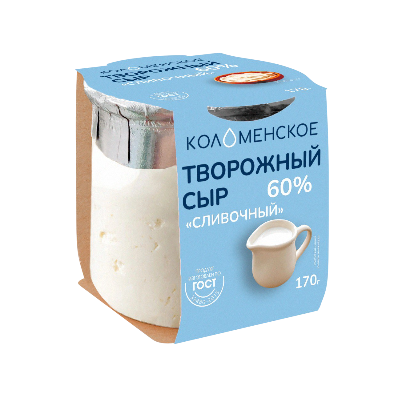 Сыр творожный «Коломенский» сливочный, м.д.ж. в сухом веществе 60%, 170 г