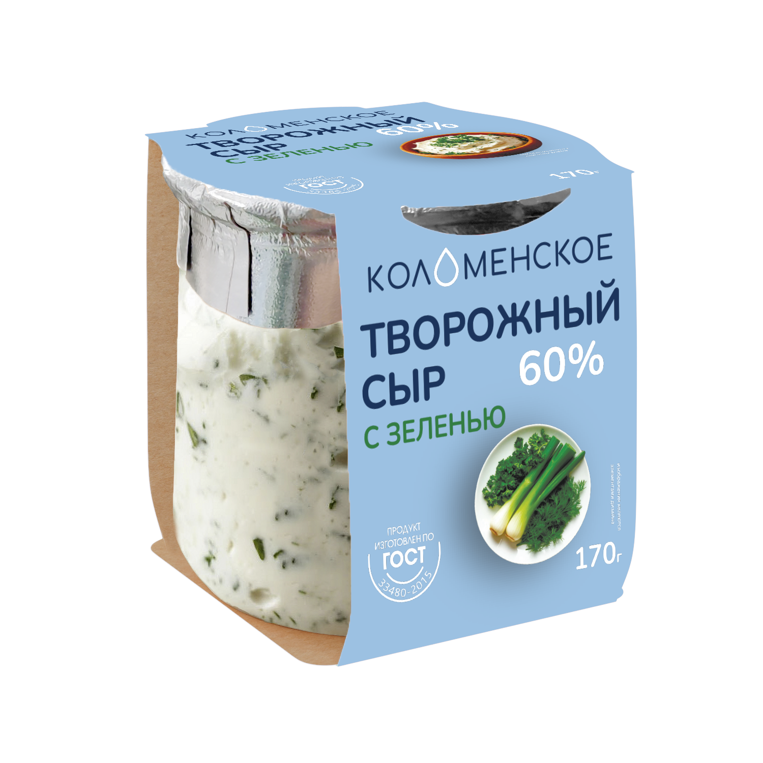 Сыр творожный «Коломенский» с зеленью Массовая доля жира в сухом веществе не менее 60%