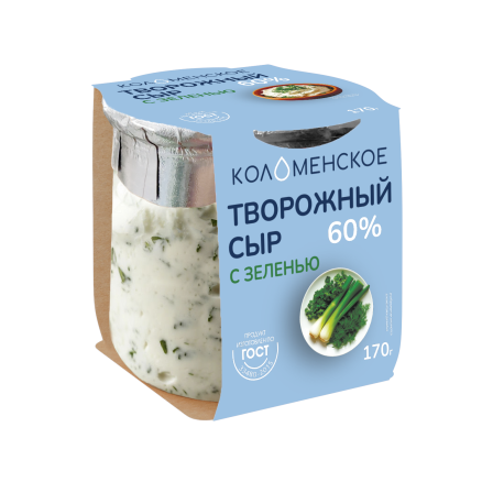 Сыр творожный «Коломенский» с зеленью Массовая доля жира в сухом веществе не менее 60%