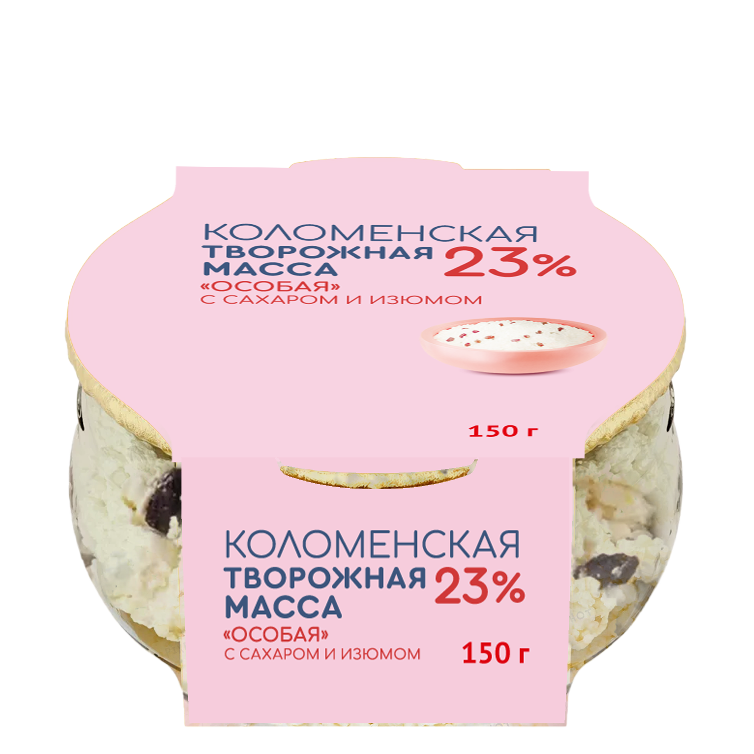 Масса творожная «Коломенская» «Особая» с сахаром и изюмом с массовой долей жира 23.0%