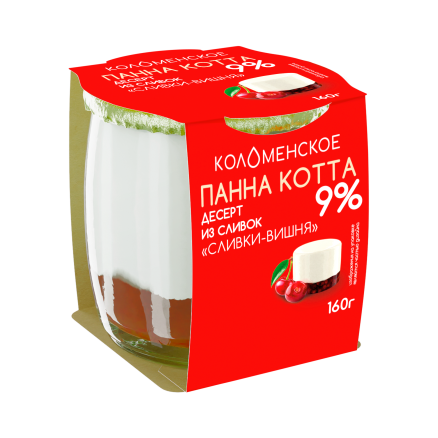 Молочный составной продукт «Коломенское» «ПАННА КОТТА» «Десерт из сливок. Сливки-вишня» с мдж 9,0%