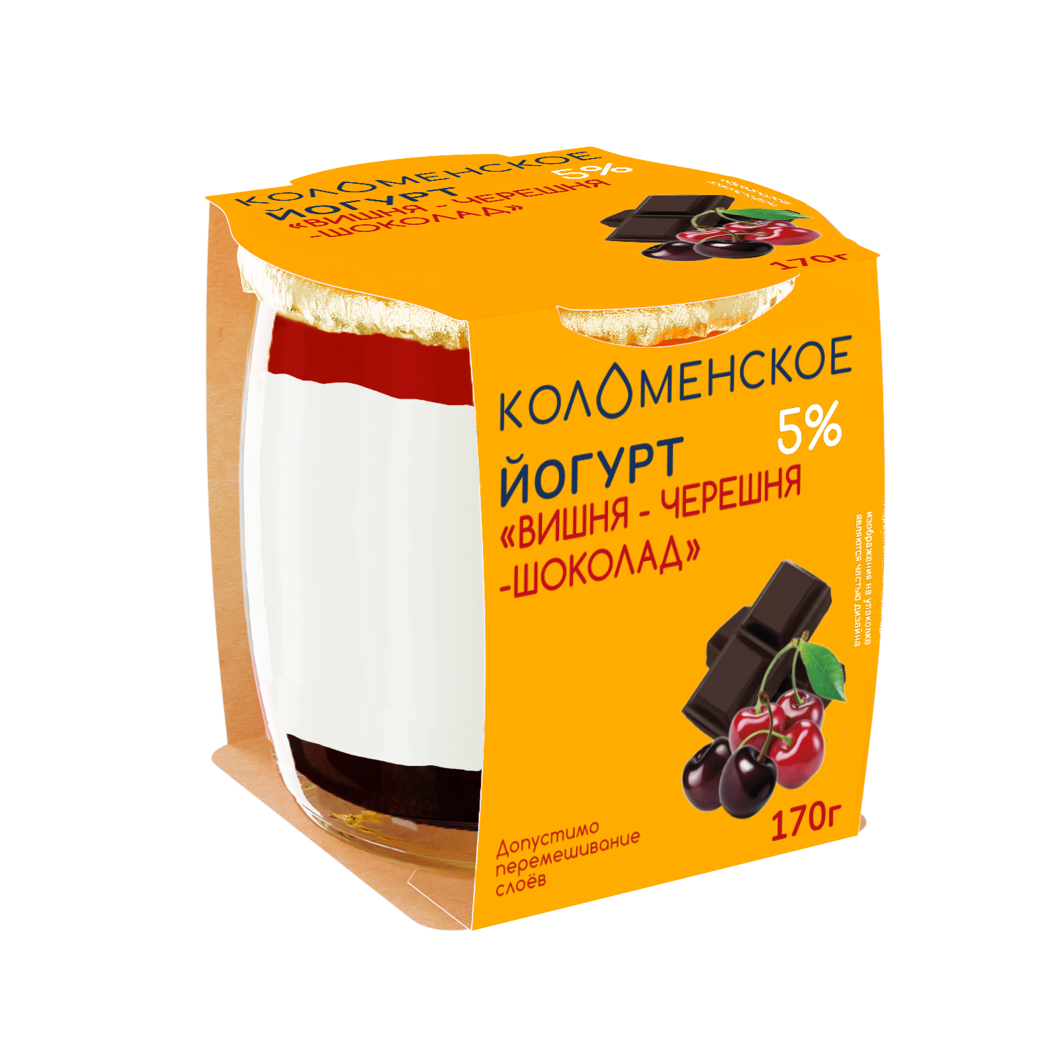 Йогурт «Коломенский» «Вишня-черешня-шоколад»  с массовой долей жира 5,0%