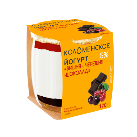 Йогурт «Коломенский» «Вишня-черешня-шоколад»  с массовой долей жира 5,0%