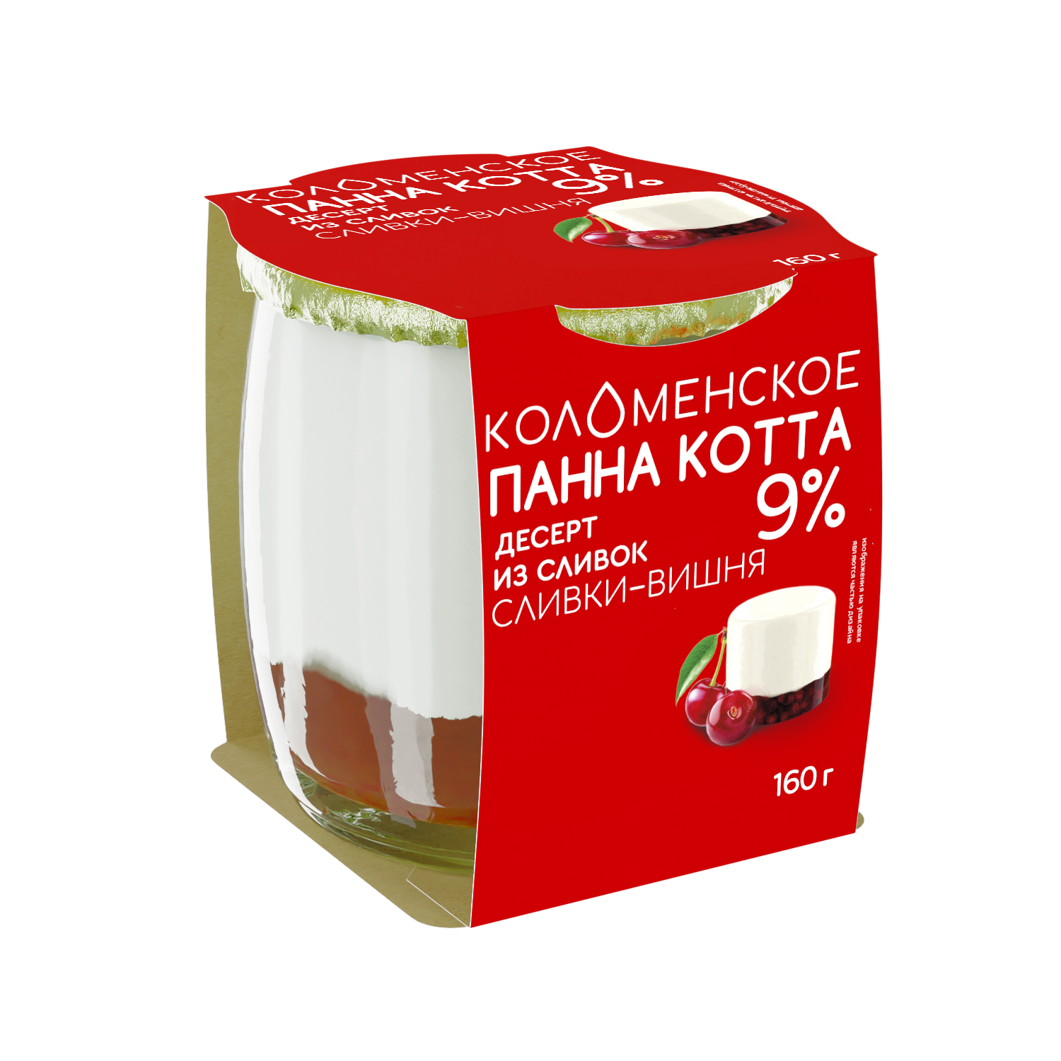 Молочный продукт «Коломенский» «Десерт из сливок» «ПАННА КОТТА» с мжд 9% «Сливки-вишня»