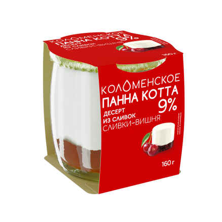 Молочный продукт «Коломенский» «Десерт из сливок» «ПАННА КОТТА» с мжд 9% «Сливки-вишня»
