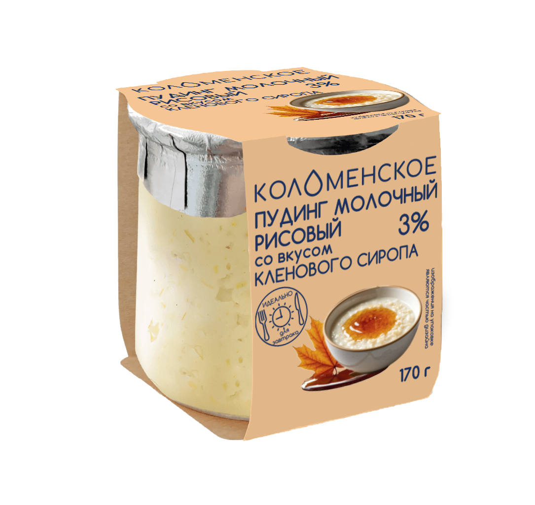 Продукт молочный составной. Пудинг рисовый со вкусом кленового сиропа «Коломенское» с массовой долей жира 3,0 %