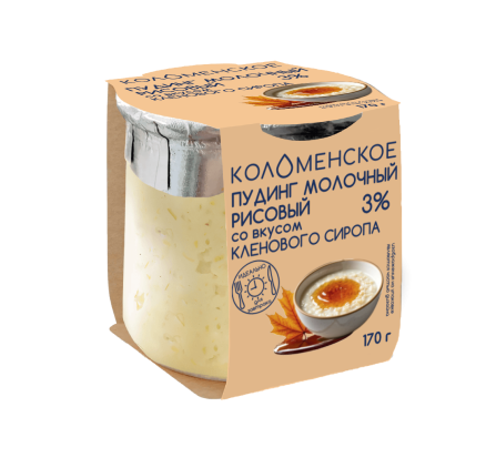 Продукт молочный составной. Пудинг рисовый со вкусом кленового сиропа «Коломенское» с массовой долей жира 3,0 %