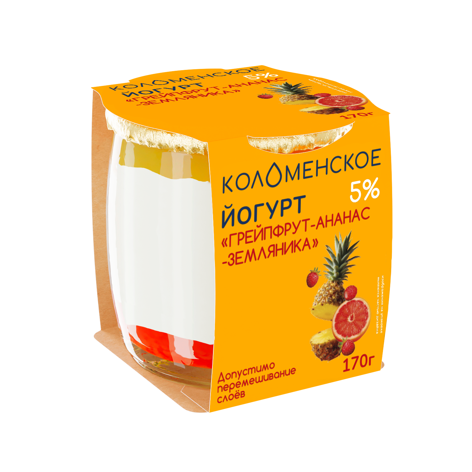Йогурт «Коломенский» «Грейпфрут-ананас-земляника»  с массовой долей жира 5,0%