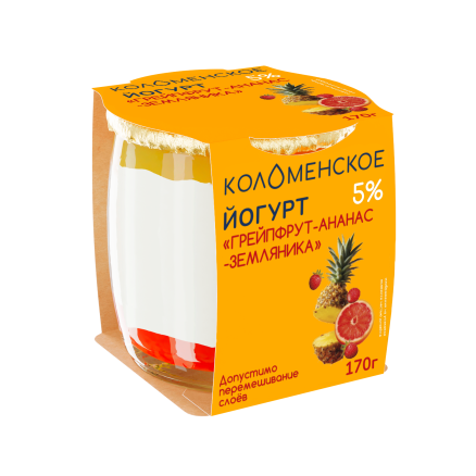 Йогурт «Коломенский» «Грейпфрут-ананас-земляника»  с массовой долей жира 5,0%