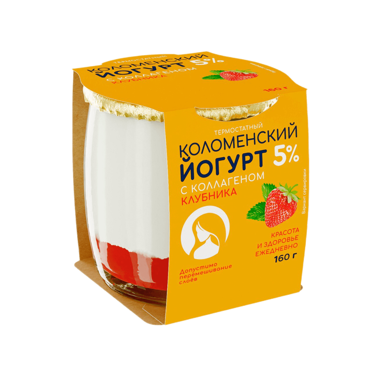 Йогурт с коллагеном «Коломенский» «Клубника» термостатный с массовой долей жира 5,0%