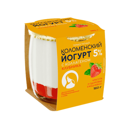 Йогурт с коллагеном «Коломенский» «Клубника» термостатный с массовой долей жира 5,0%