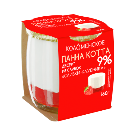 Молочный составной продукт «Коломенское» «ПАННА КОТТА» «Десерт из сливок. Сливки-клубника» с мдж 9,0%