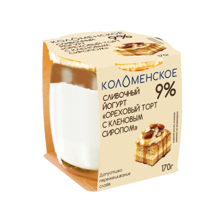 Йогурт сливочный «Коломенское» с наполнителем  «Ореховый торт с кленовым сиропом» с массовой долей жира 9,0%