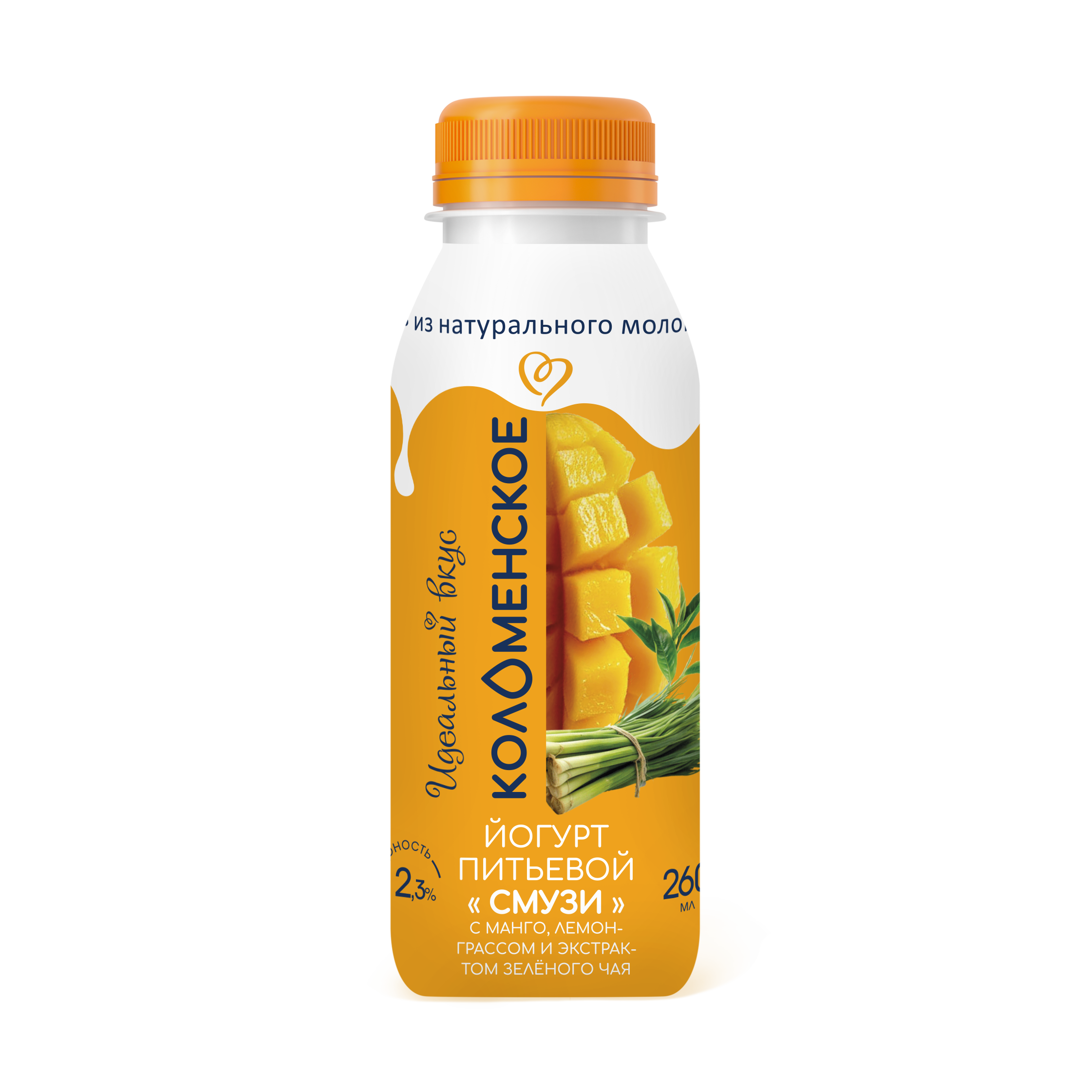 Йогурт «Коломенский» питьевой «Смузи» с манго, лемонграссом и экстрактом зелёного чая с массовой долей жира 2,3%