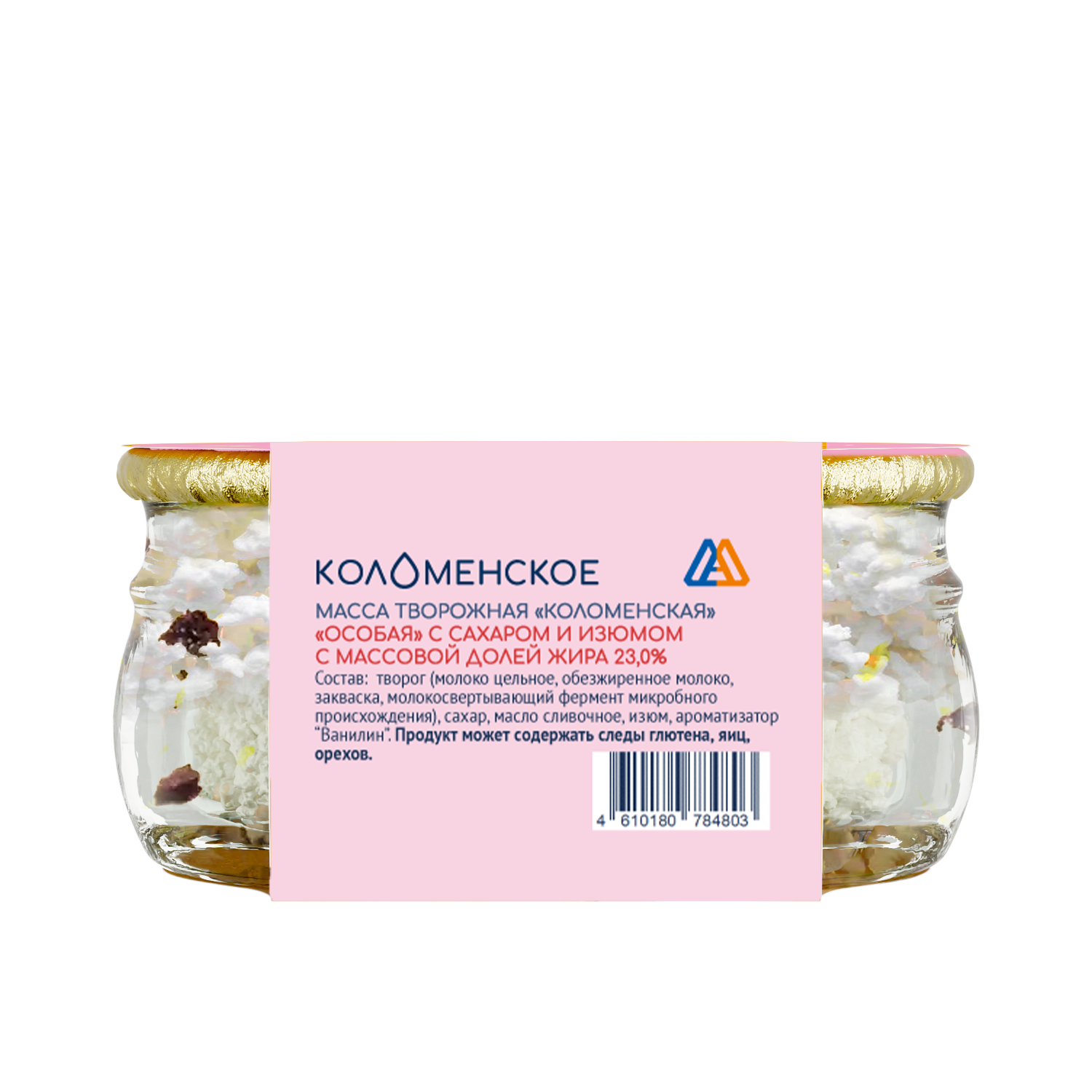 Масса творожная «Коломенская» «Особая» с сахаром и изюмом с массовой долей жира 23.0%