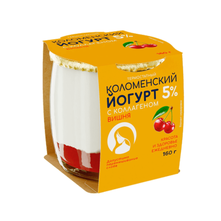 Йогурт с коллагеном «Коломенский» «Вишня» термостатный с массовой долей жира 5,0%