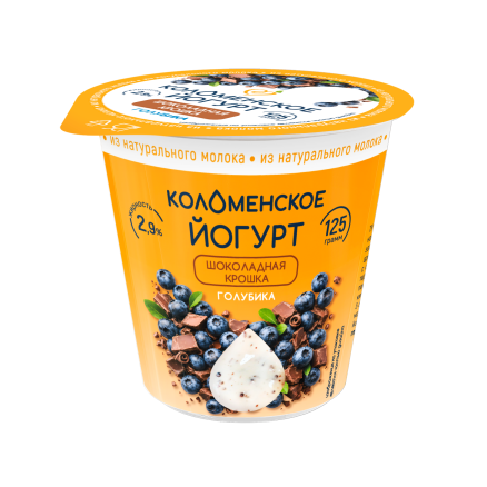 Йогурт «Коломенское» с шоколадной крошкой и голубикой с мдж 2,9%