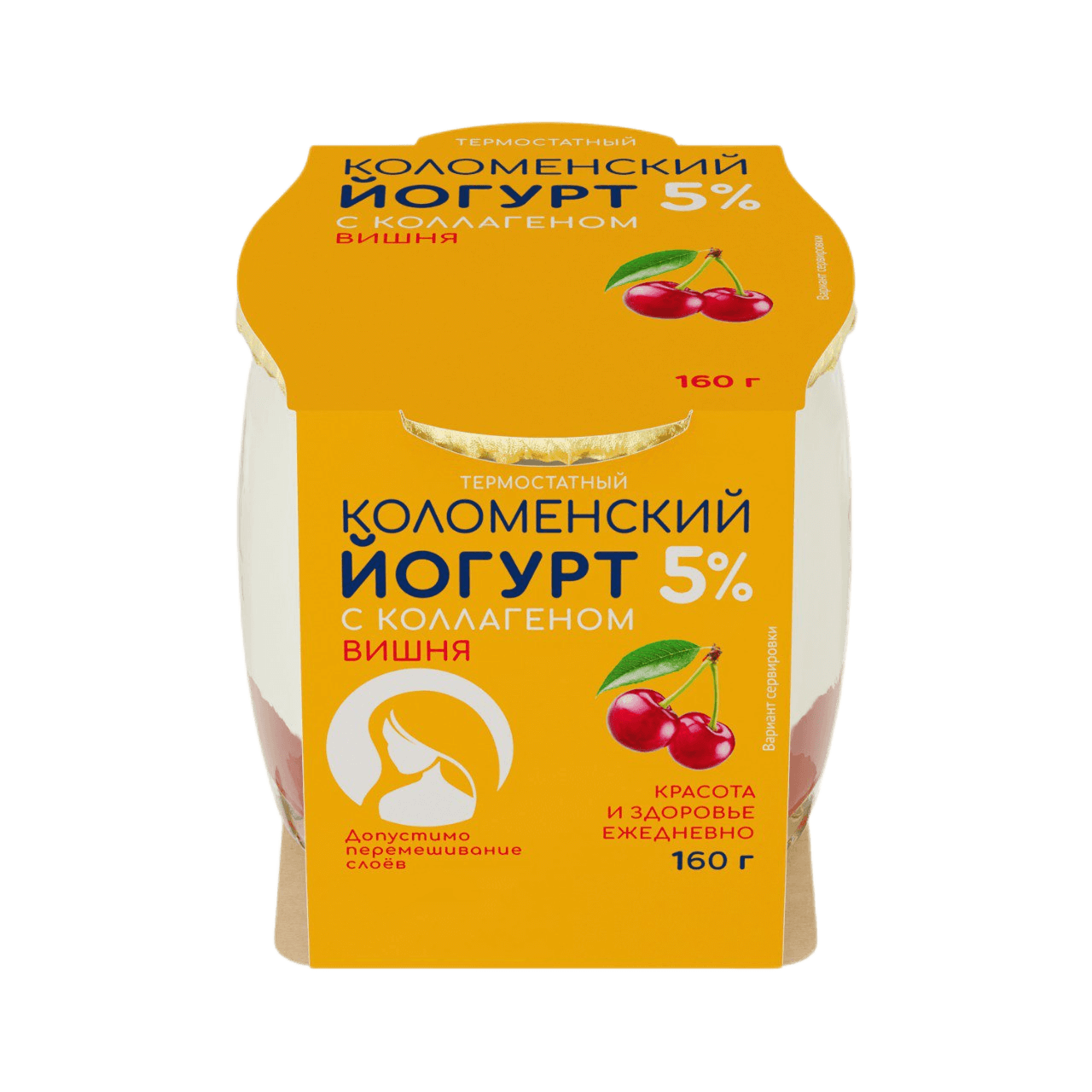 Йогурт с коллагеном «Коломенский» «Вишня» термостатный с массовой долей жира 5,0%