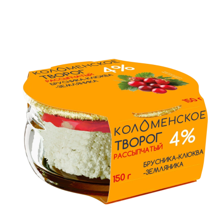 Творог рассыпчатый «Коломенский» с наполнителем «Брусника‑клюква‑земляника» с мдж 4%