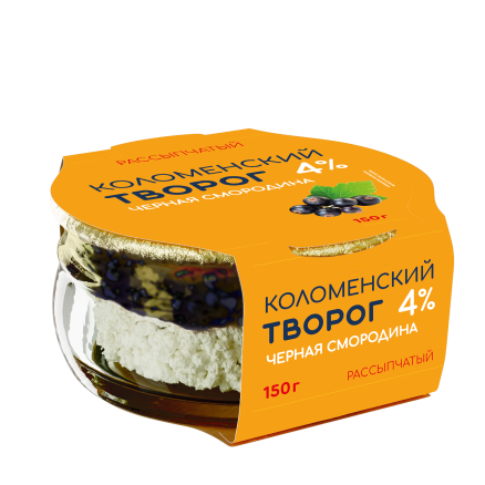 Творог рассыпчатый «Коломенский» с наполнителем «Черная смородина» с массовой долей жира 4,0% 