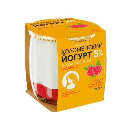 Йогурт с коллагеном «Коломенский» «Малина» термостатный с массовой долей жира 5,0%