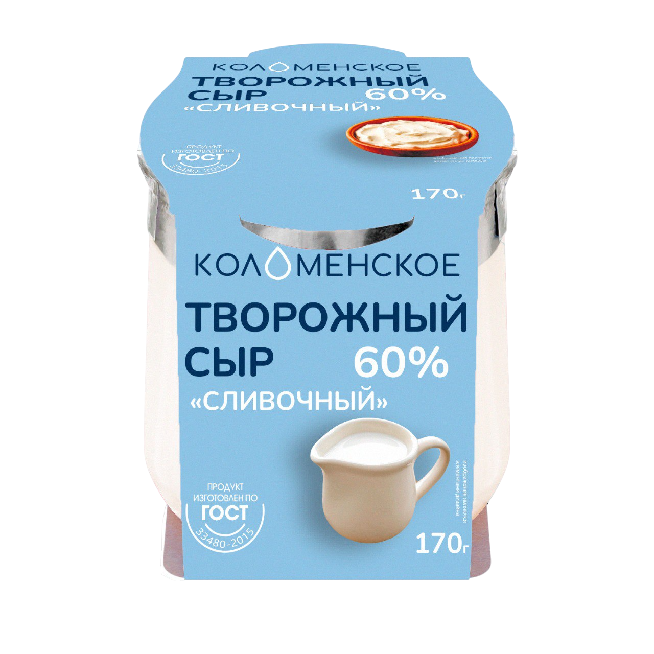 Сыр творожный «Коломенский» сливочный, м.д.ж. в сухом веществе 60%, 170 г
