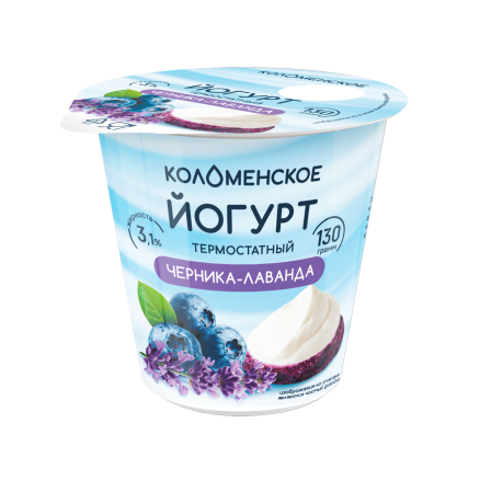 Йогурт «Коломенское» термостатный с наполнителем «Черника-Лаванда» с мдж 3,1%