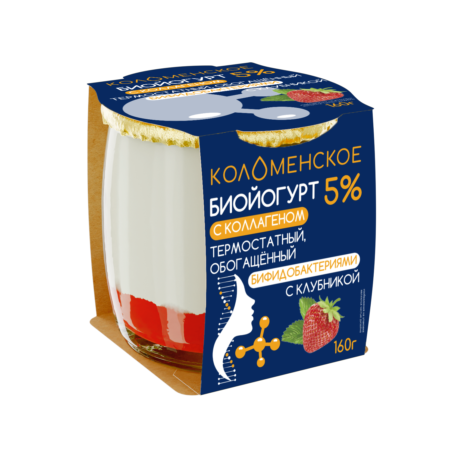 Йогурт с коллагеном «Коломенский» «Клубника» термостатный с массовой долей жира 5,0%