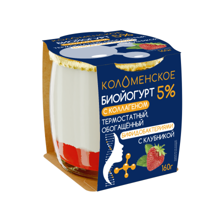Йогурт с коллагеном «Коломенский» «Клубника» термостатный с массовой долей жира 5,0%