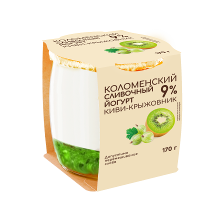 Йогурт «Коломенский» сливочный с наполнителем «Киви - крыжовник» с массовой долей жира 9%