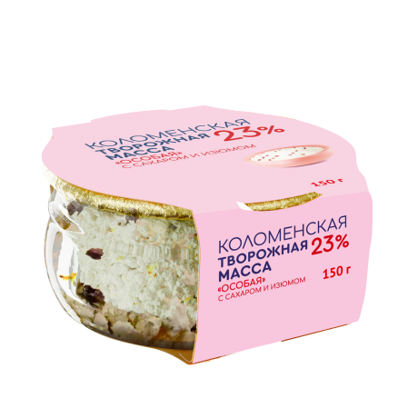 Масса творожная «Коломенская» «Особая» с сахаром и изюмом с массовой долей жира 23.0%