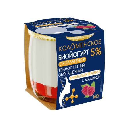 Йогурт с коллагеном «Коломенский» «Малина» термостатный с массовой долей жира 5,0%