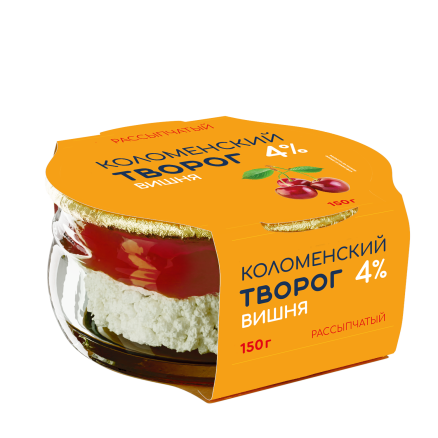 Творог рассыпчатый «Коломенский» с наполнителем «Вишня» с массовой долей жира 4,0%