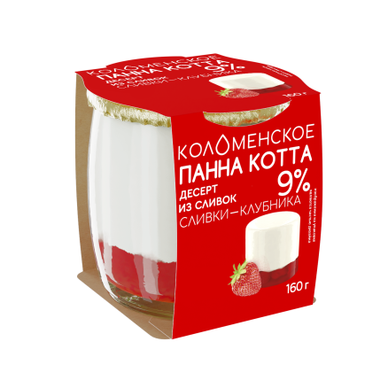 Молочный продукт «Коломенский» «Десерт из сливок» «ПАННА КОТТА» с мжд 9% «Сливки-клубника»
