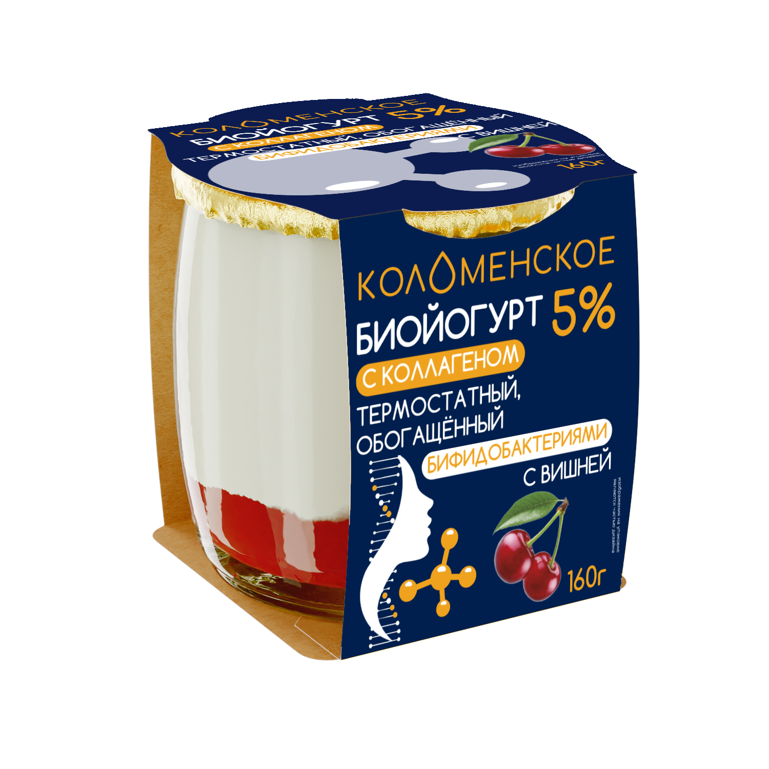 Йогурт с коллагеном «Коломенский» «Вишня» термостатный с массовой долей жира 5,0%