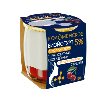 Йогурт с коллагеном «Коломенский» «Вишня» термостатный с массовой долей жира 5,0%