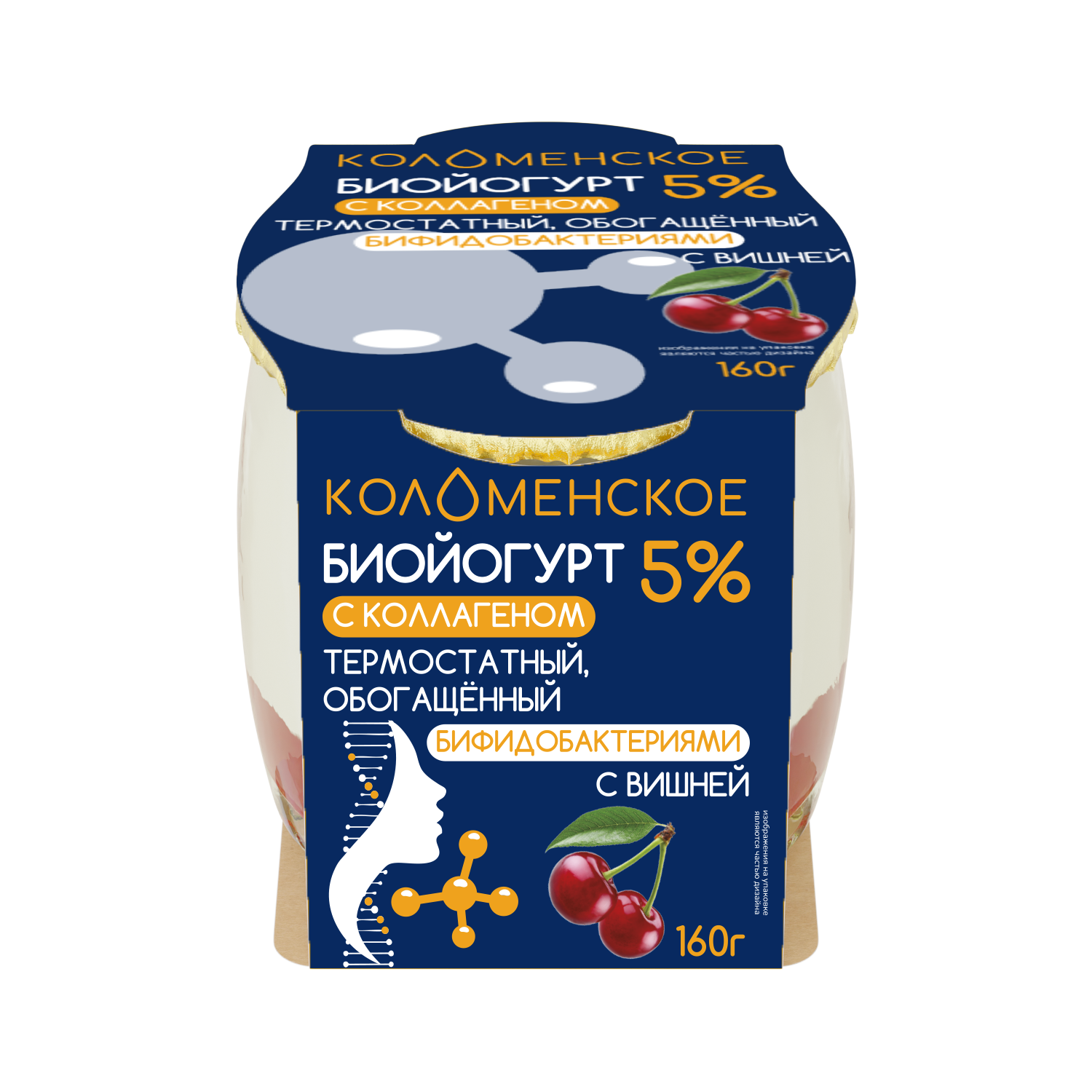 Йогурт с коллагеном «Коломенский» «Вишня» термостатный с массовой долей жира 5,0%